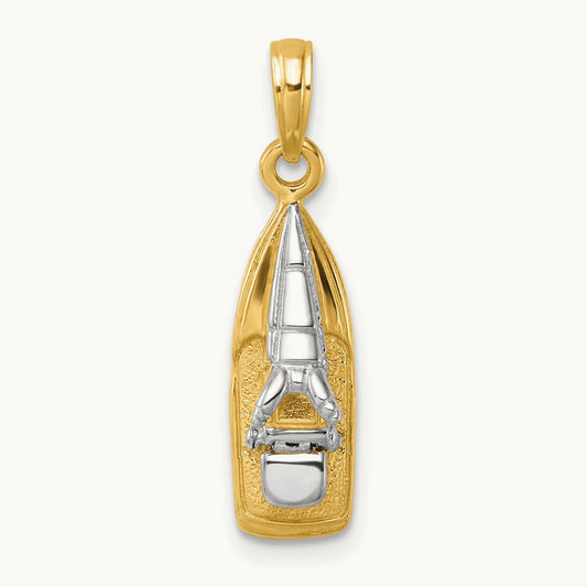 w/Rhodium 3-D Wave Runner W/ Moveable Seat Charm, 14K