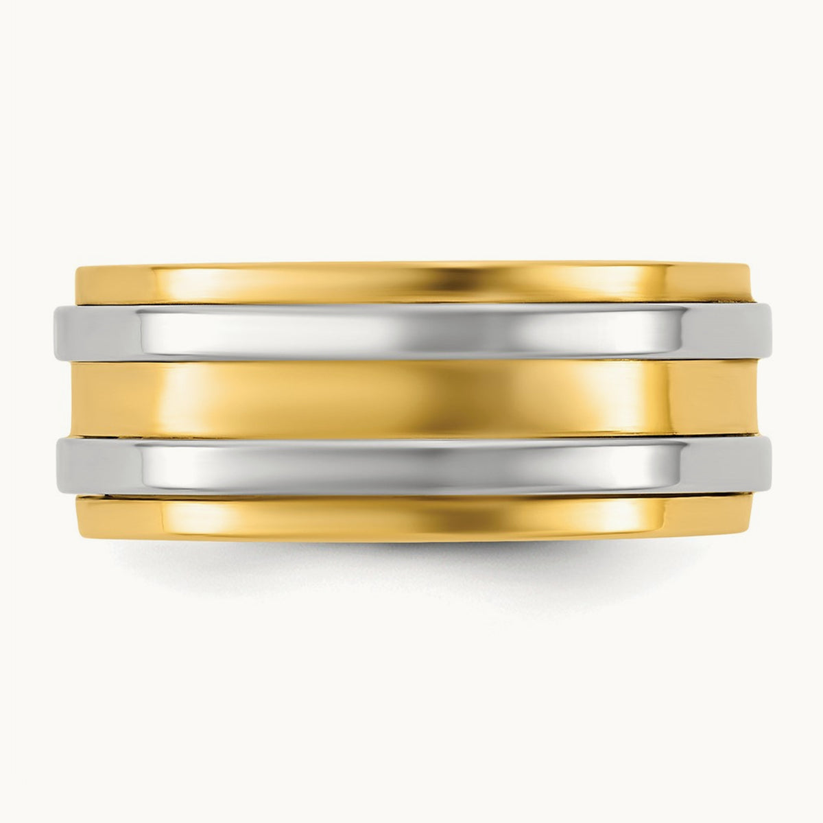 Y/W Double Banded Wedding Band, 8mm, 14K Two-tone