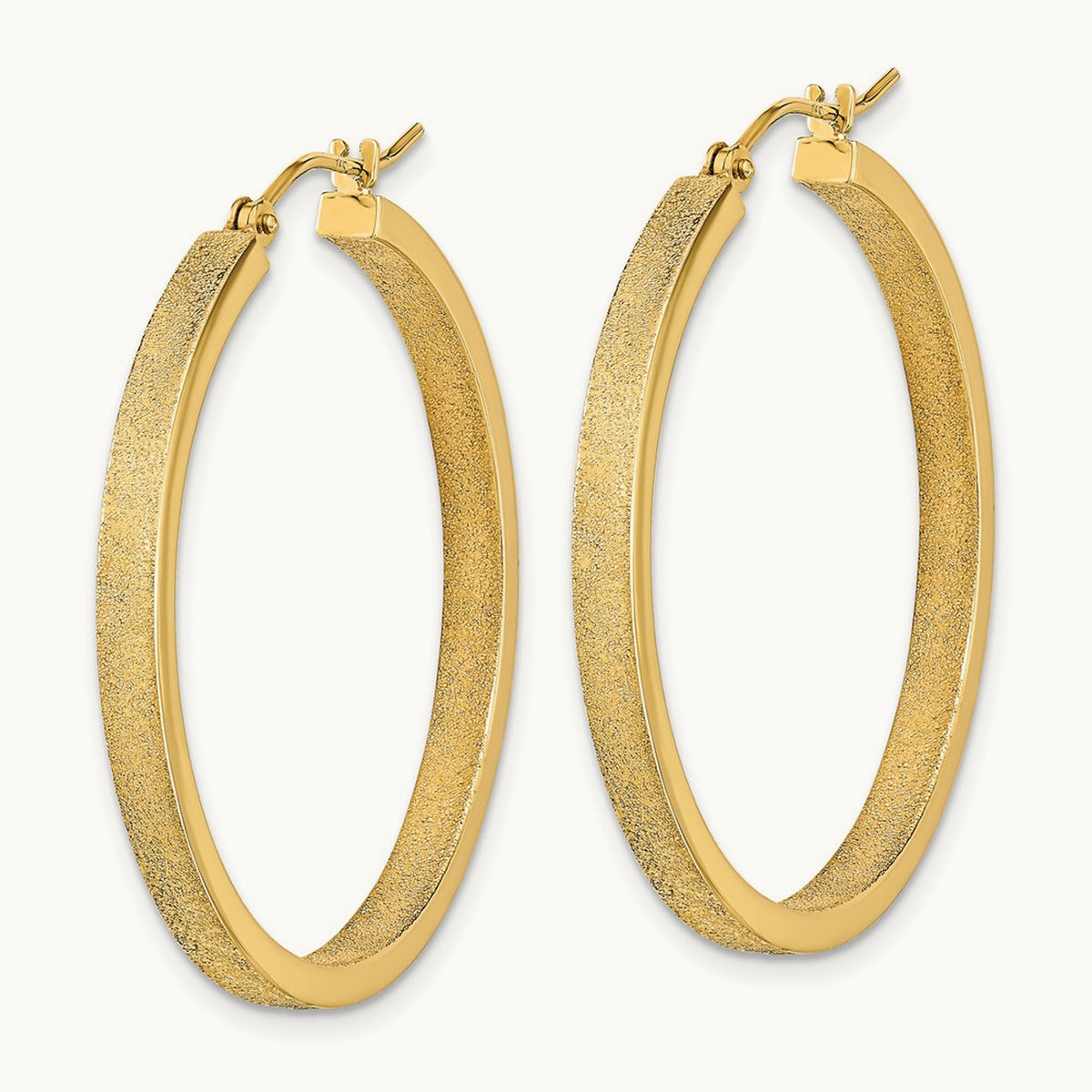Polished and Brushed Hoop Earrings, 14K