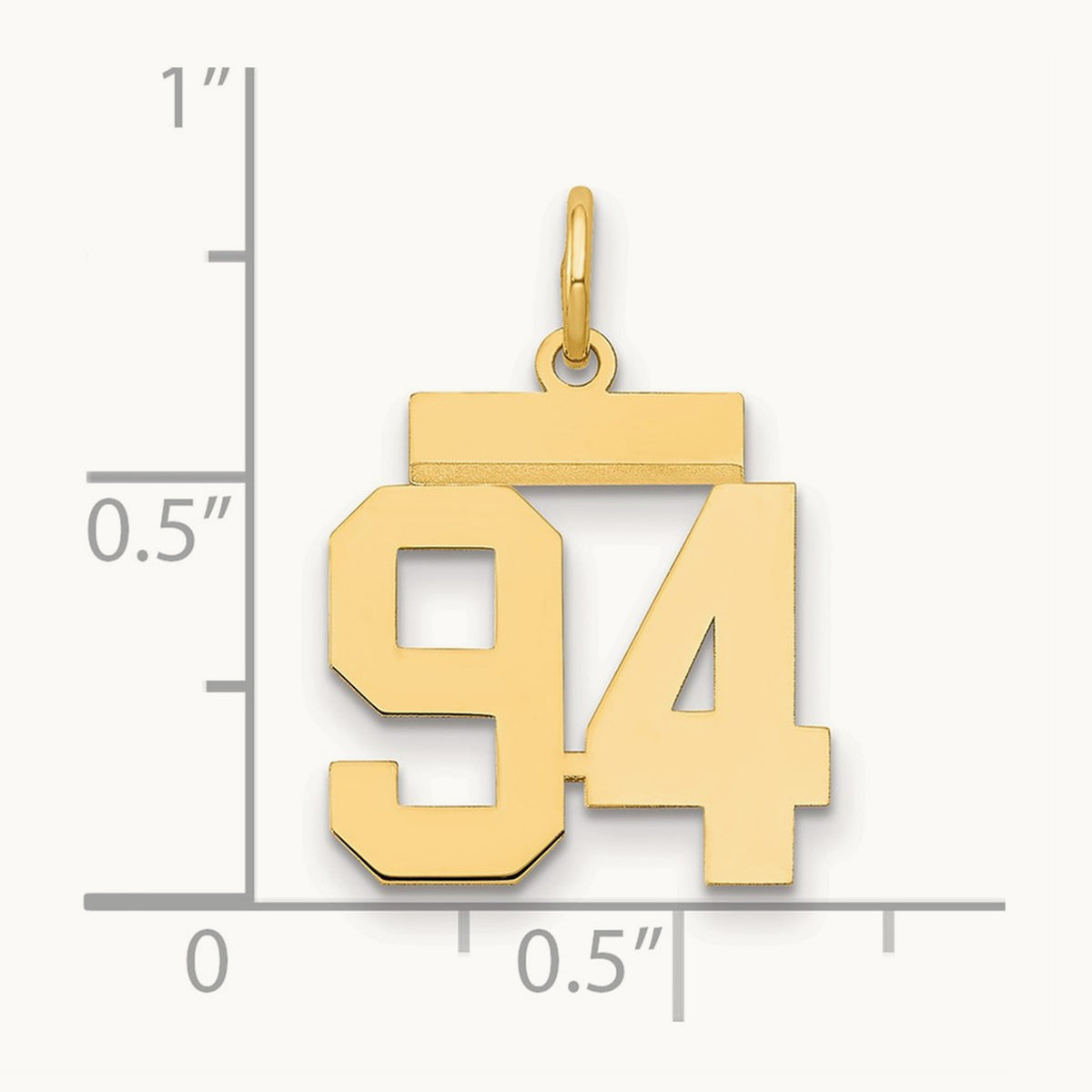 Small Polished Number 94 Charm, 14K