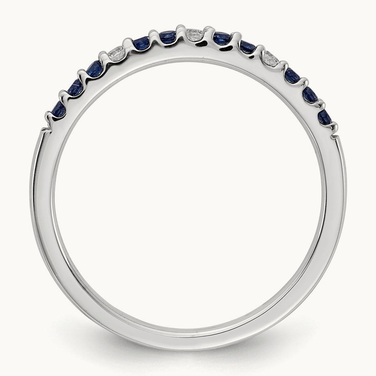 Diamond and Sapphire Band, 14K White Gold