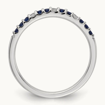 Diamond and Sapphire Band, 14K White Gold