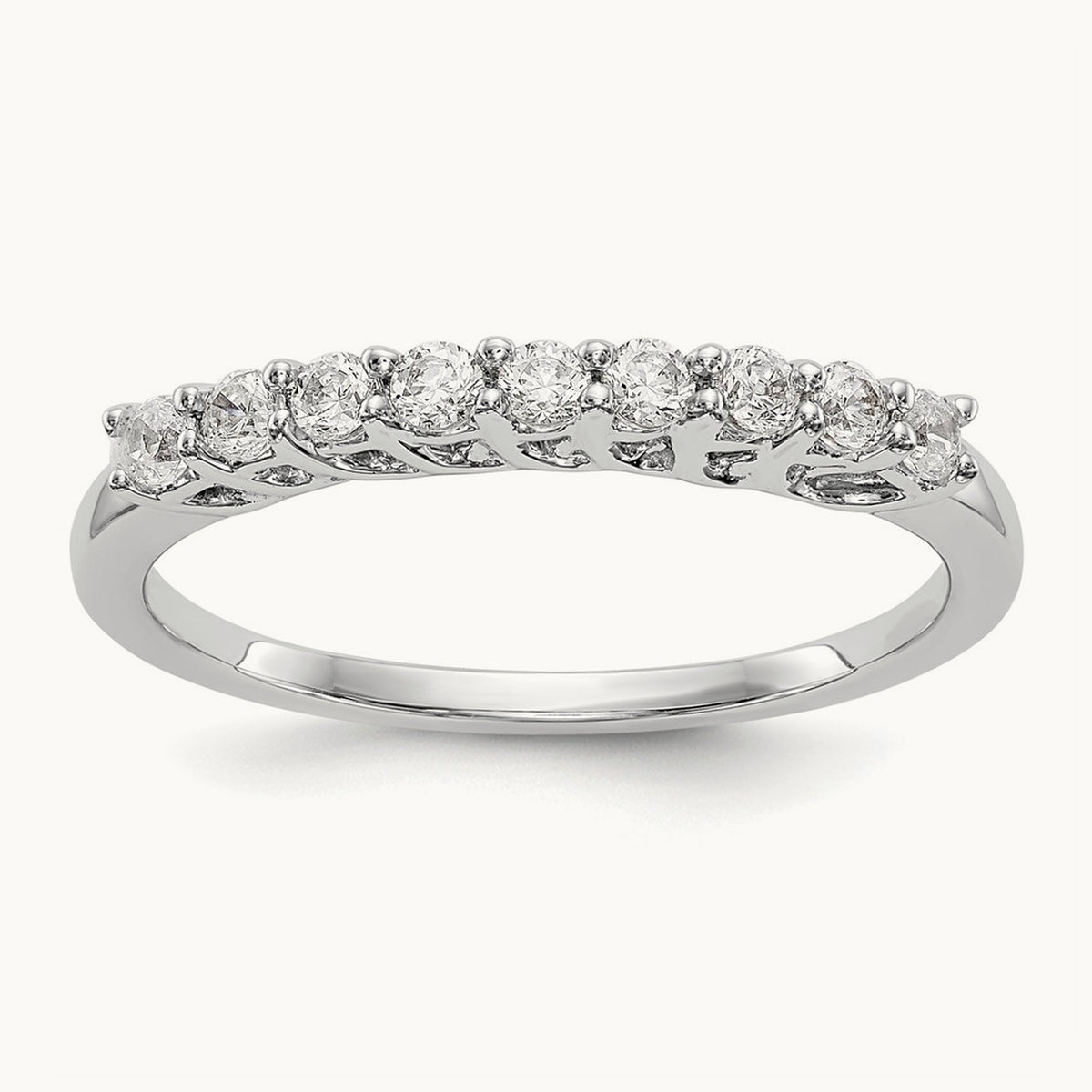 9-Stone Diamond Band, 14K White Gold