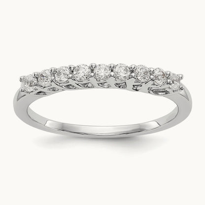 9-Stone Diamond Band, 14K White Gold