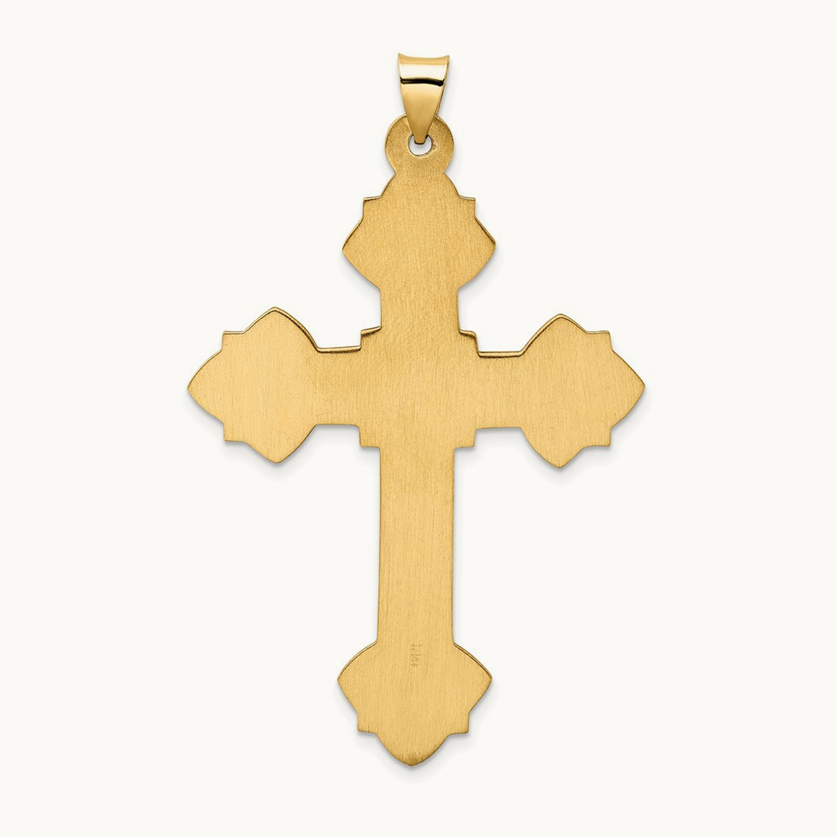 Polished Hollow Fancy Fleur de Lis Cross Pendant, 14K