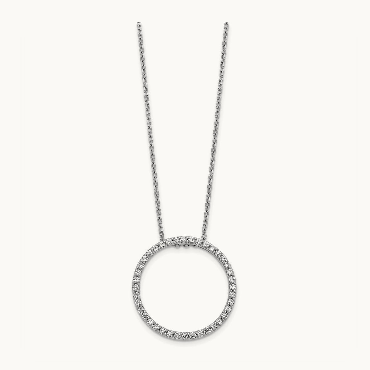 Diamond Circle 18 inch Necklace, 14K White Gold