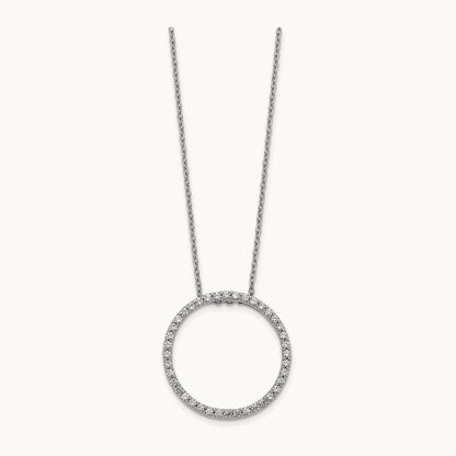Diamond Circle 18 inch Necklace, 14K White Gold