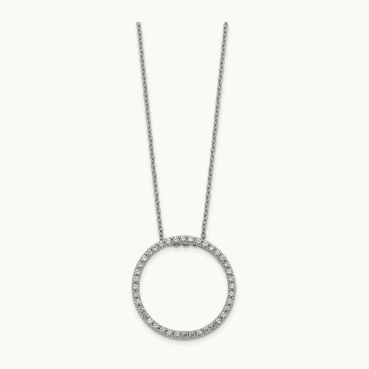 Diamond Circle 18 inch Necklace, 14K White Gold