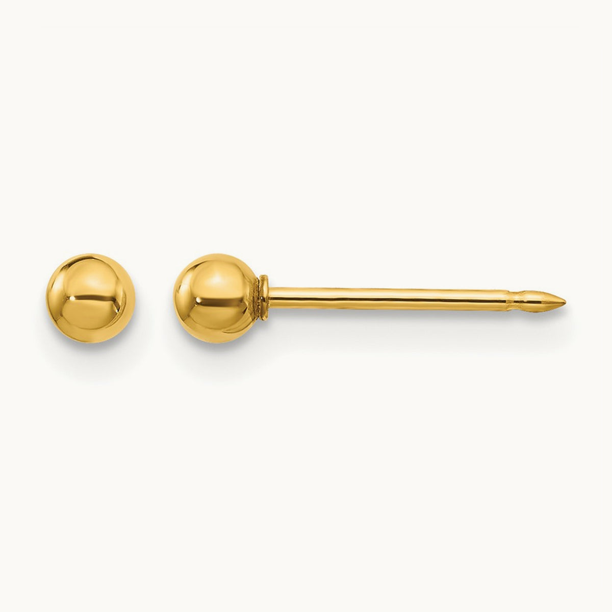 Inverness Ball Post Earrings — 18K Yellow Gold, 3mm