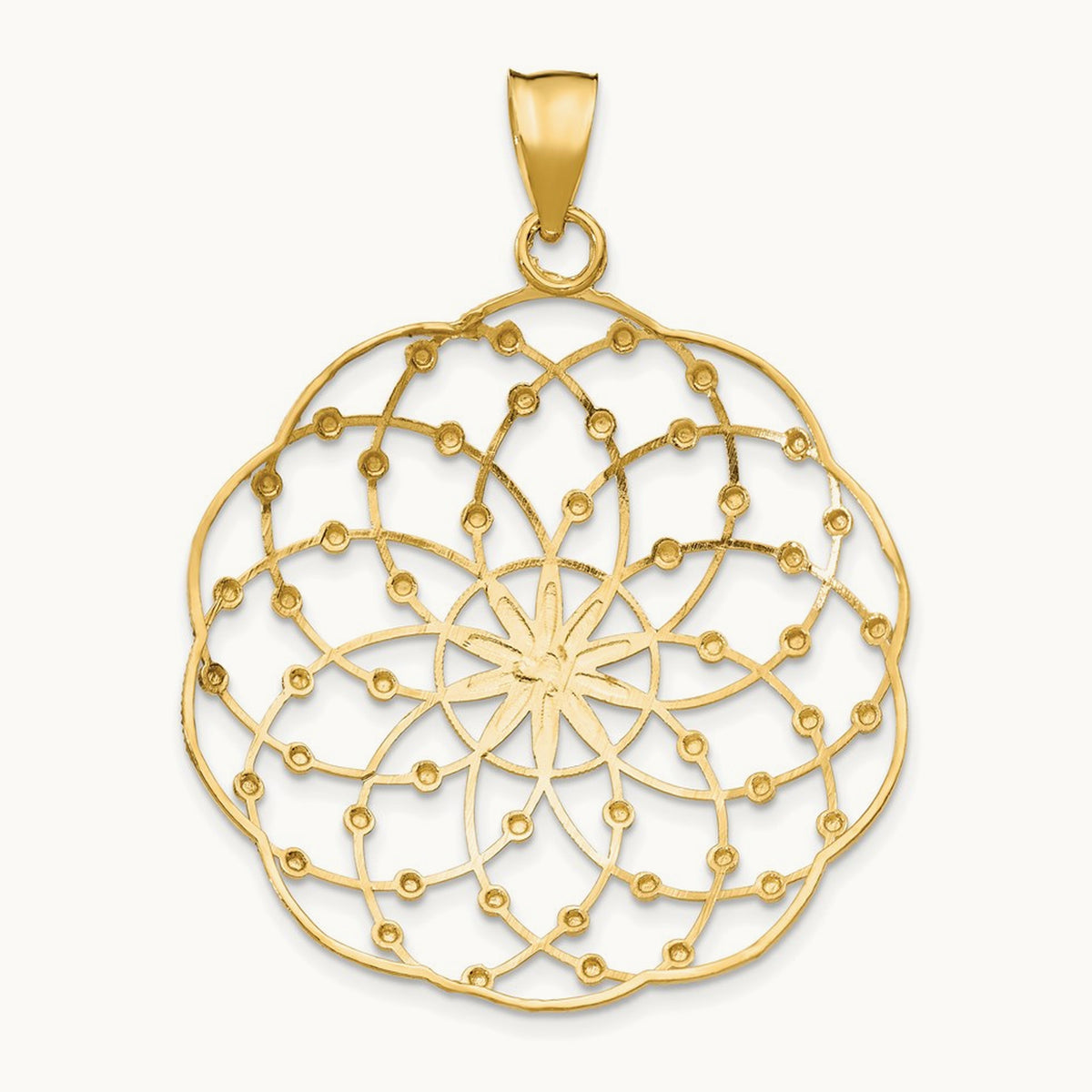 Diamond Cut Sphere Pendant — 14K Two-Tone Gold