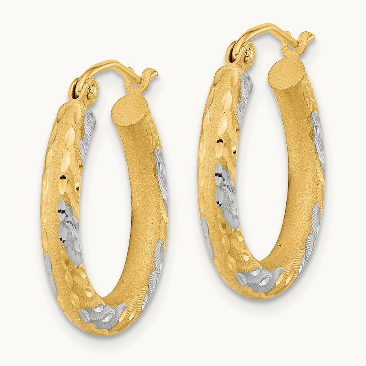 Diamond-cut Satin Hoop Earrings — 21.75mm