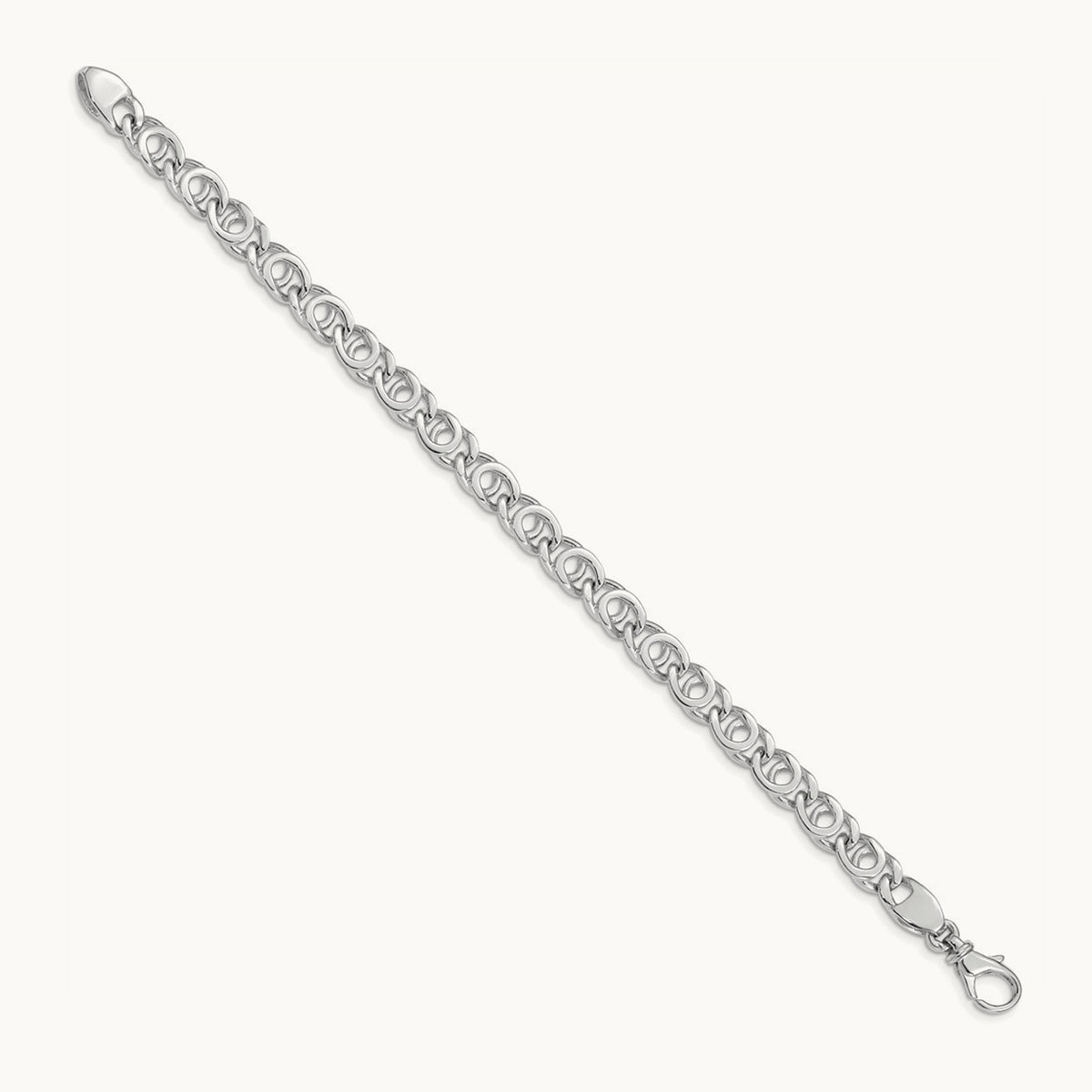 Hand Polished Fancy Link Bracelet, 7mm, 14K White Gold
