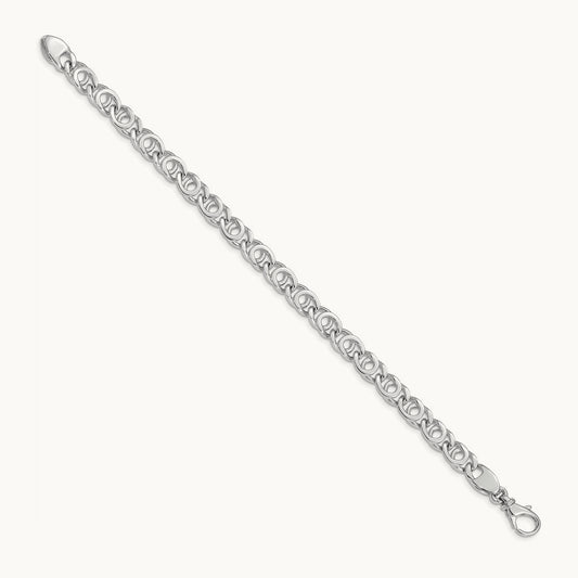 Hand Polished Fancy Link Bracelet, 7mm, 14K White Gold
