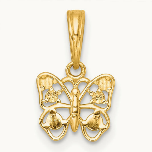 Polished Butterfly Charm, 14K with White Rhodium