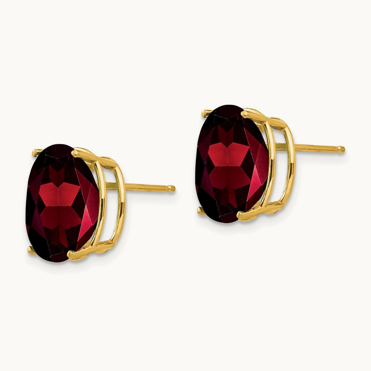 Oval Garnet Earrings, 14K