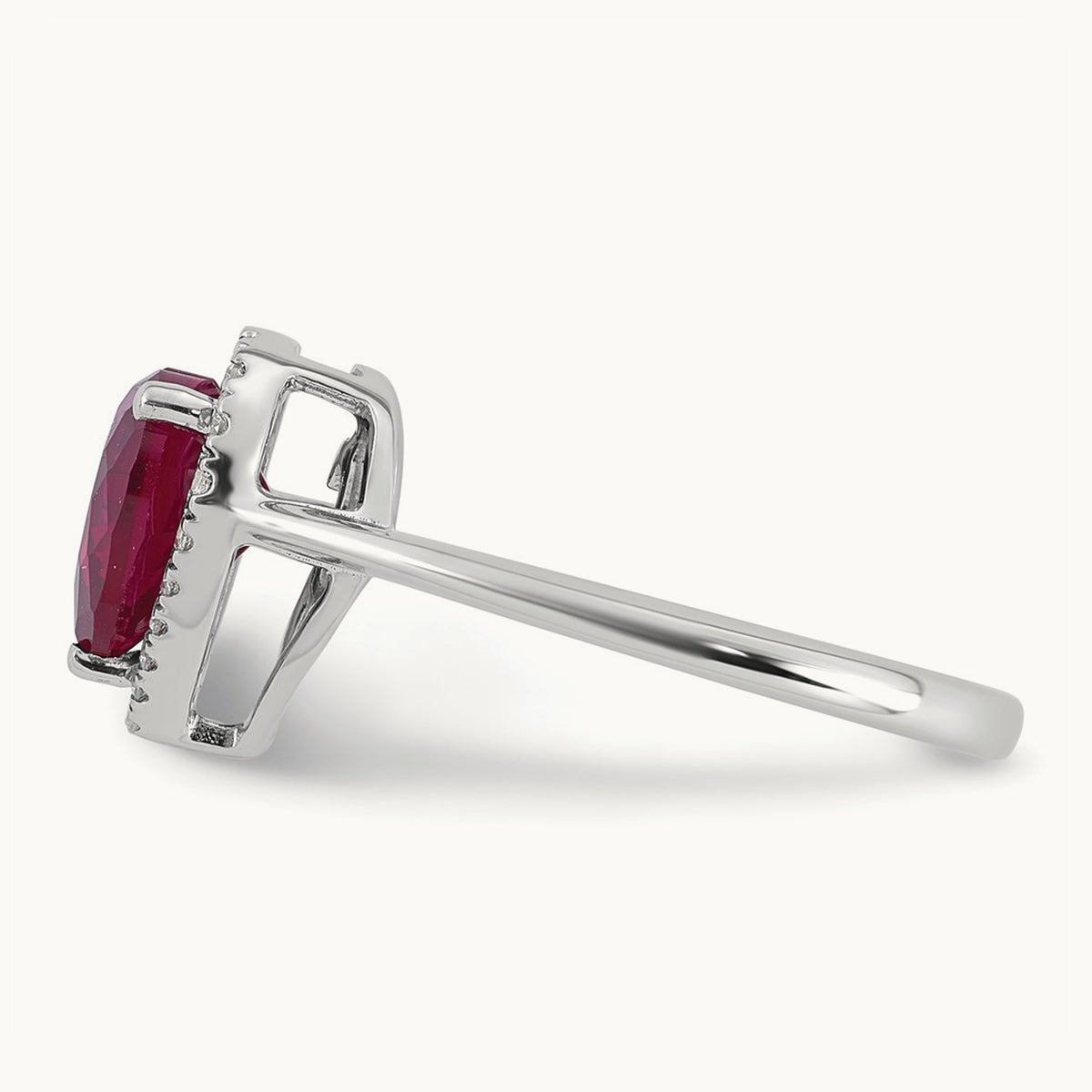 Natural Ruby Heart Ring, 0.15 ct tw Lab-Grown Diamond