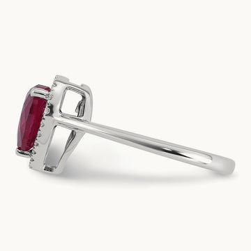 Natural Ruby Heart Ring, 0.15 ct tw Lab-Grown Diamond