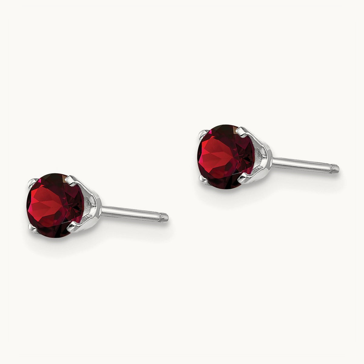 Garnet Stud Earrings — 4mm