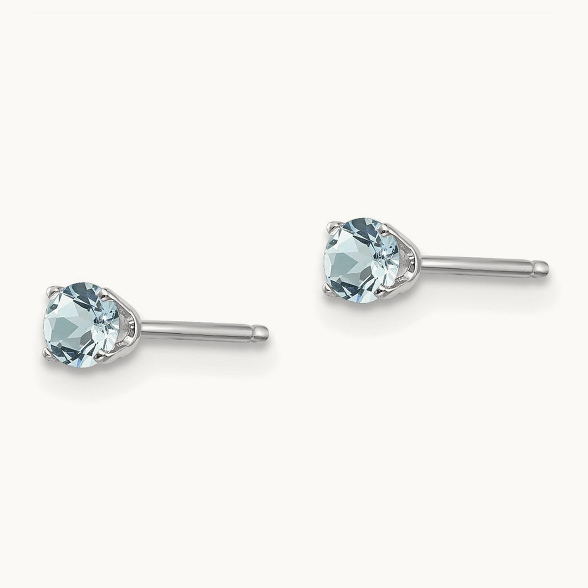 Aquamarine Stud Earrings — 3mm