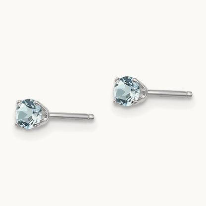 Aquamarine Stud Earrings — 3mm