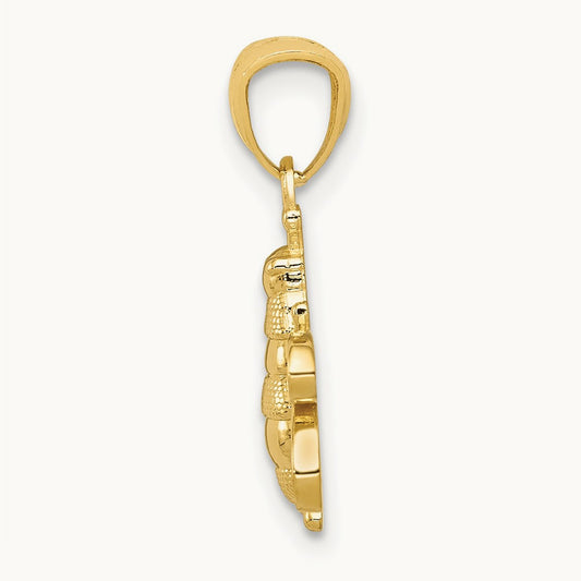 Polished Bee Pendant — 14K Yellow Gold, 19mm