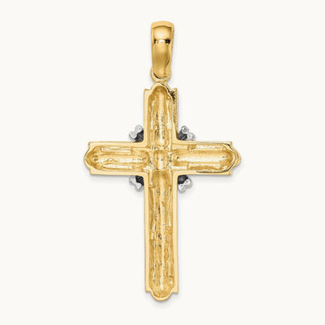 X Center Polished Cross, 14K Two-tone