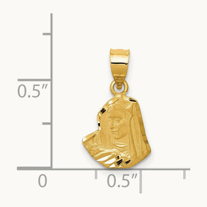 Satin D/C Mary Pendant, 14K