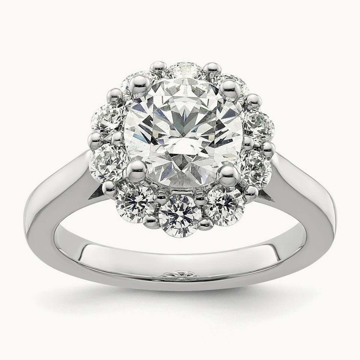 Round Halo Semi-Mount Engagement Ring — 1 ct, 7