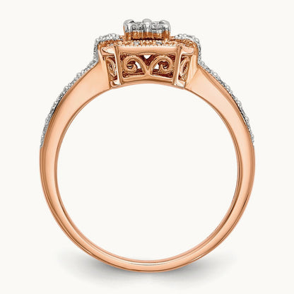Complete Diamond Cluster Engagement Ring — 10K Rose Gold, 7