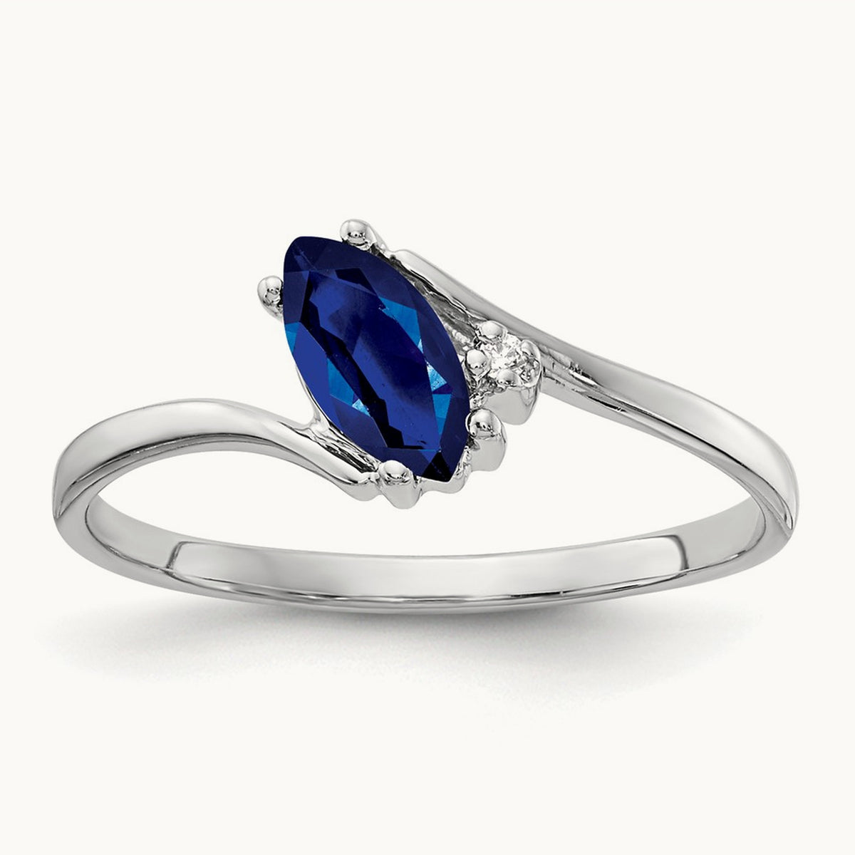 7x3. Marquise Sapphire AA Diamond ring, 5mm, 14K White Gold