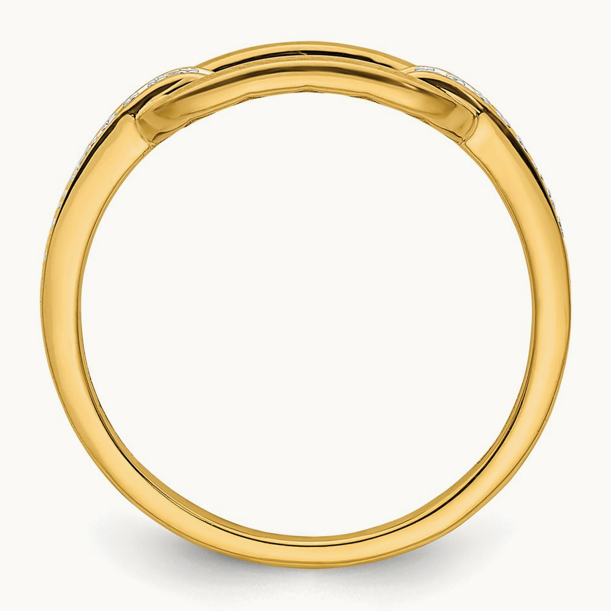 Polished Diamond Link Fashion Ring, 14K