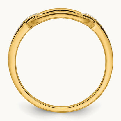 Polished Diamond Link Fashion Ring, 14K