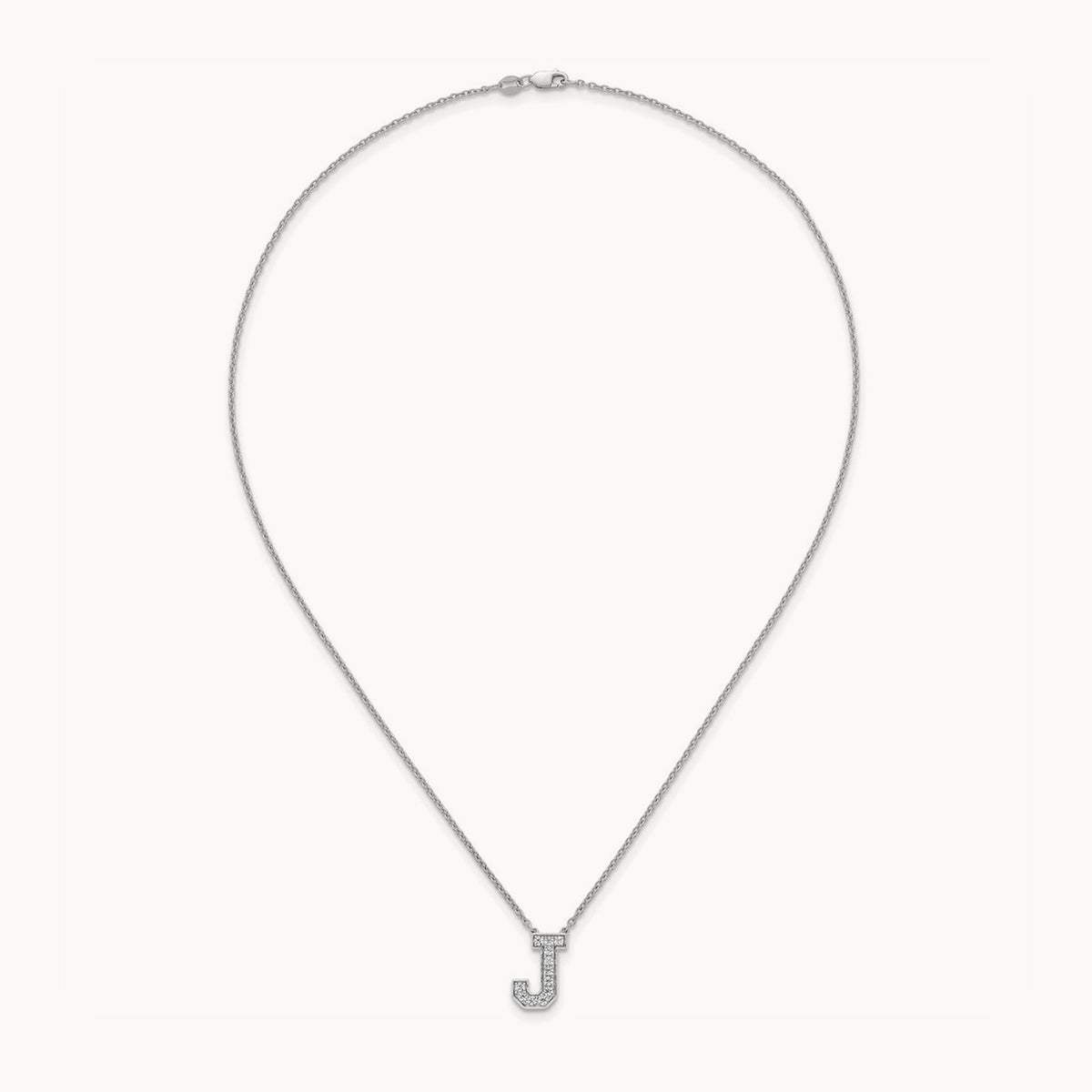Initial Necklace — 14K White Gold, J, 1/3 ct