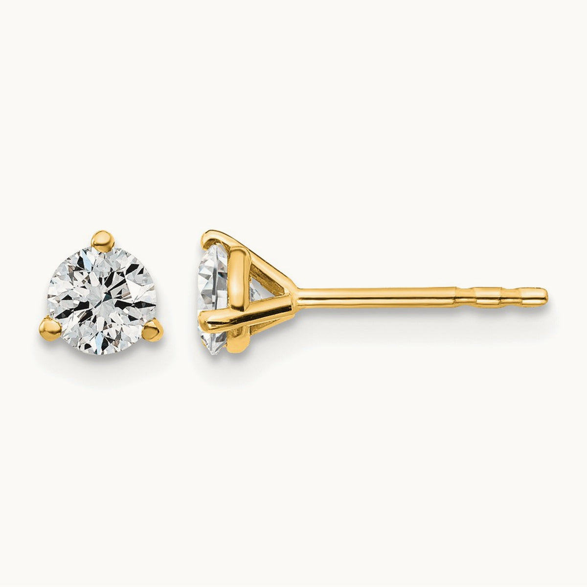 Round Stud Earrings, 0.10-6.00 ct tw Lab-Grown Diamond — 1/2 ct, 18K Yellow Gold