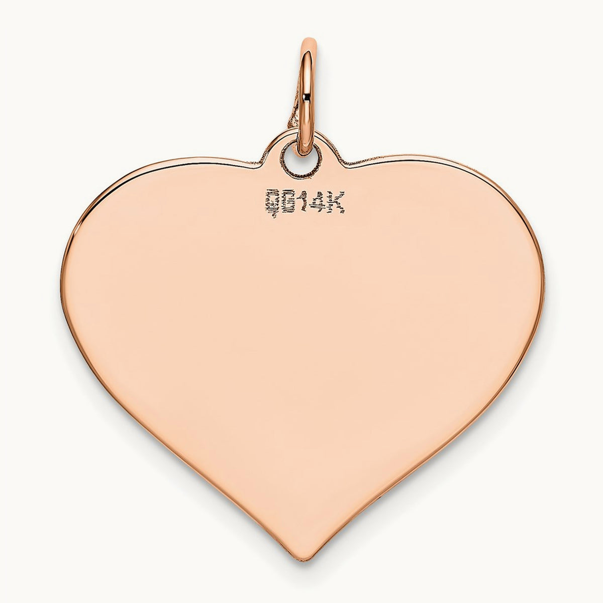 Polished Heart Shaped Disc Pendant, 14K Rose
