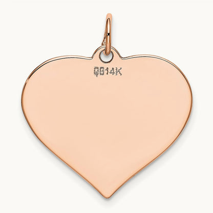 Polished Heart Shaped Disc Pendant, 14K Rose
