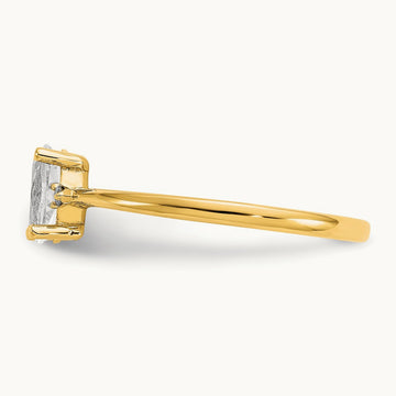 Diamond & Topaz Birthstone Ring — 14K Yellow Gold, 6
