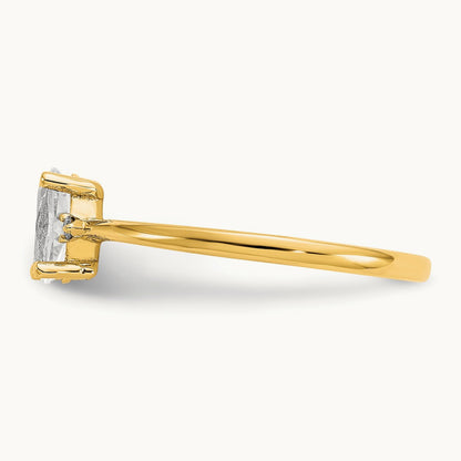 Diamond & Topaz Birthstone Ring — 14K Yellow Gold, 6