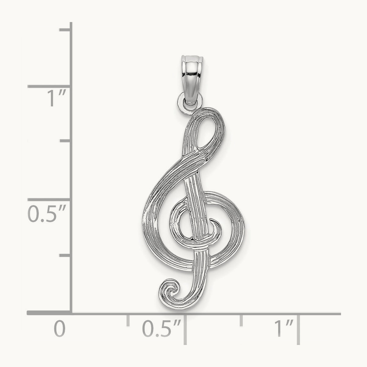 Treble Clef Charm — 14K White Gold, 29.34mm