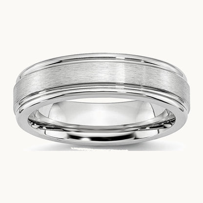 Cobalt Satin and Polished Ridged Edge Band — 6mm