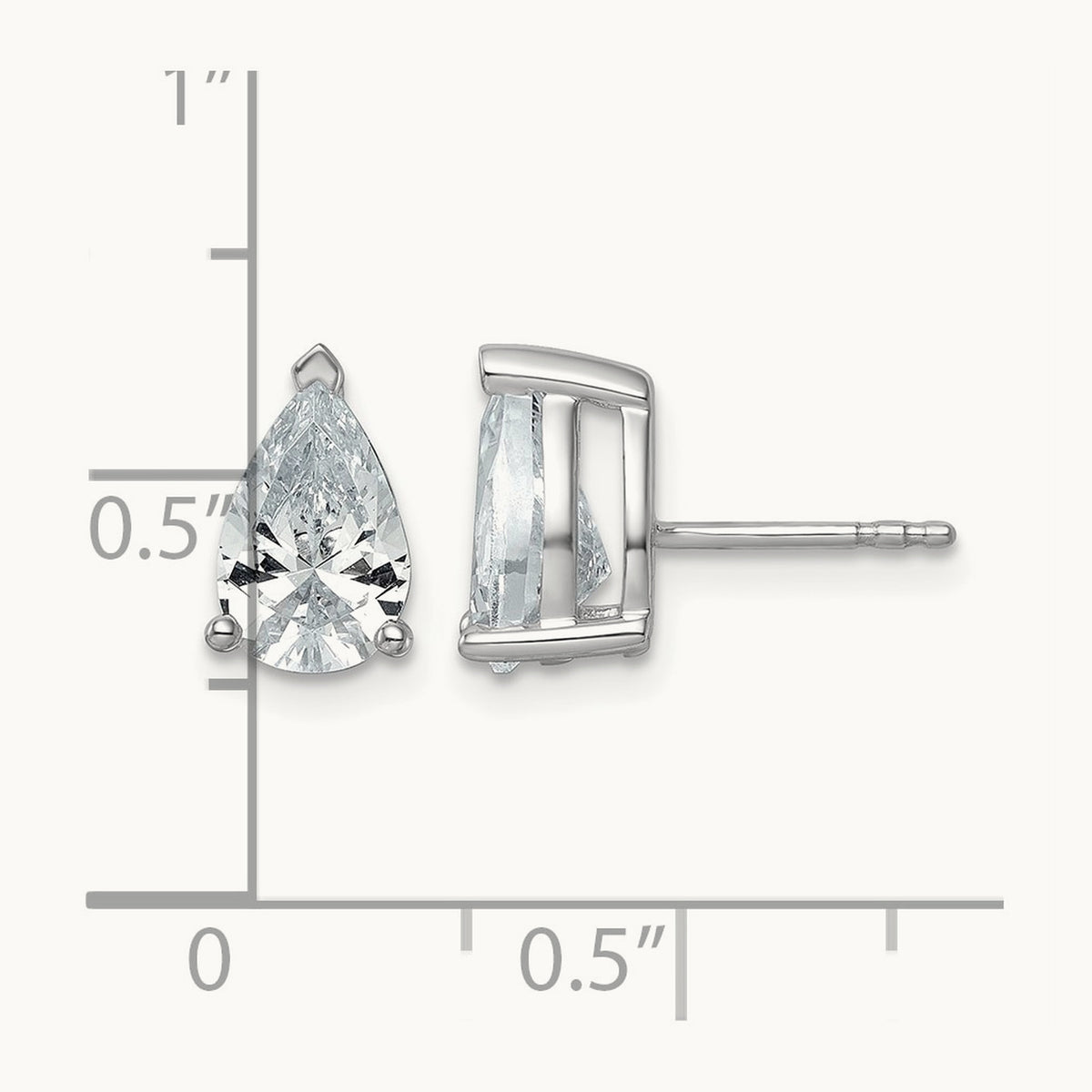 Pear 3 Prong Stud Earrings, 0.50-6.00 ct tw Lab-Grown Diamond — 3 ct, 14K White Gold