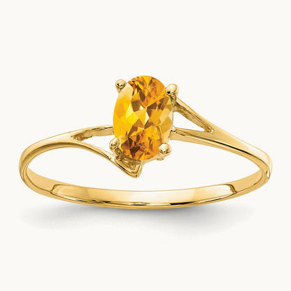 6x4mm Oval Citrine ring, 14K
