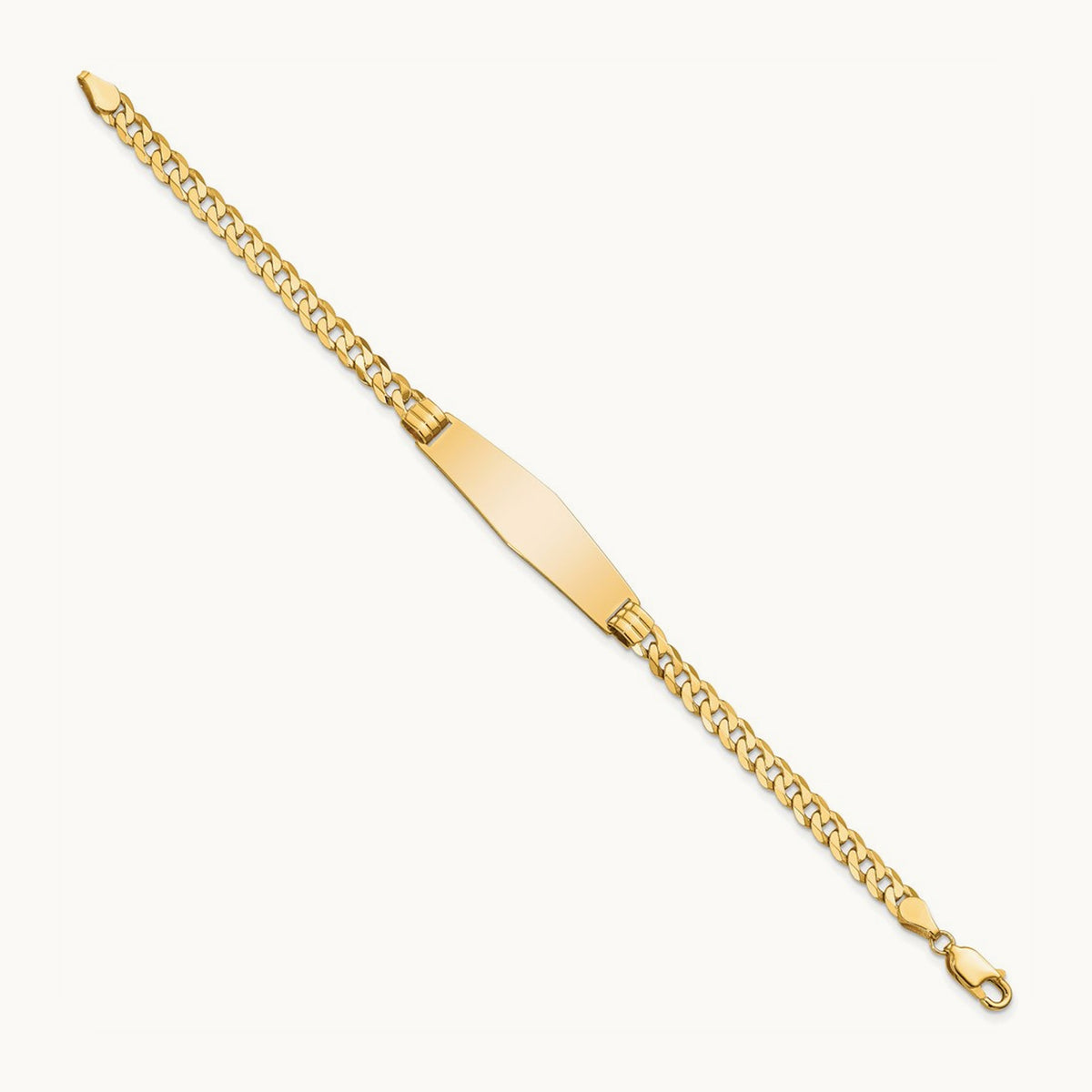 Curb Link Soft Diamond Shape ID Bracelet, 14K