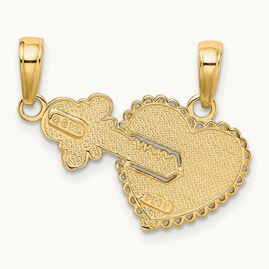 Polished 2 Piece Break Apart HE WHO HOLDS THE KEY Charms, 14K