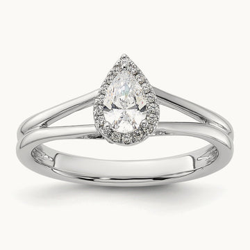 Pear Halo Semi-Mount Split Shank Engagement Ring, 0.07-0.20 ct tw — 1/15 ct, 14K White Gold