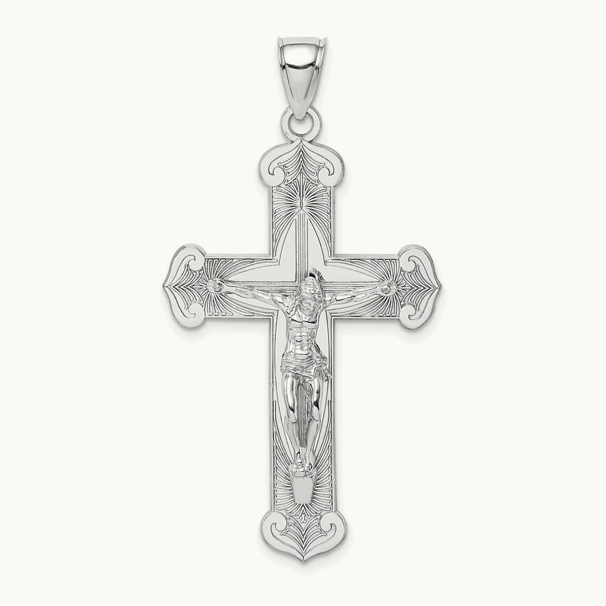 Crucifix Charm, 14K White Gold