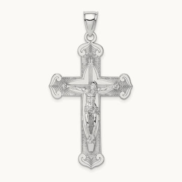 Crucifix Charm, 14K White Gold