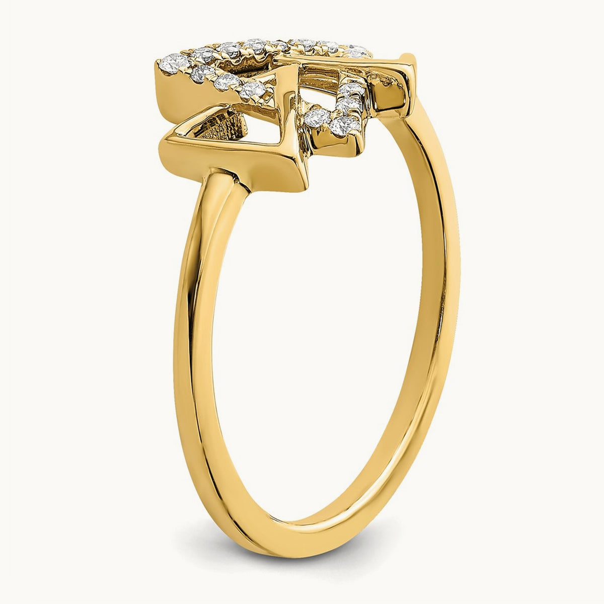 Polished Triple Triangle Diamond Ring, 14K