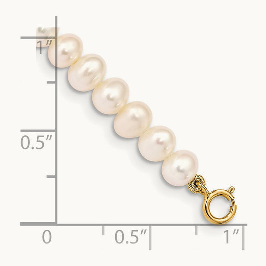Madi K 4- White Egg Shape Freshwater Cultured Pearl Bracelet, 5mm, 14K