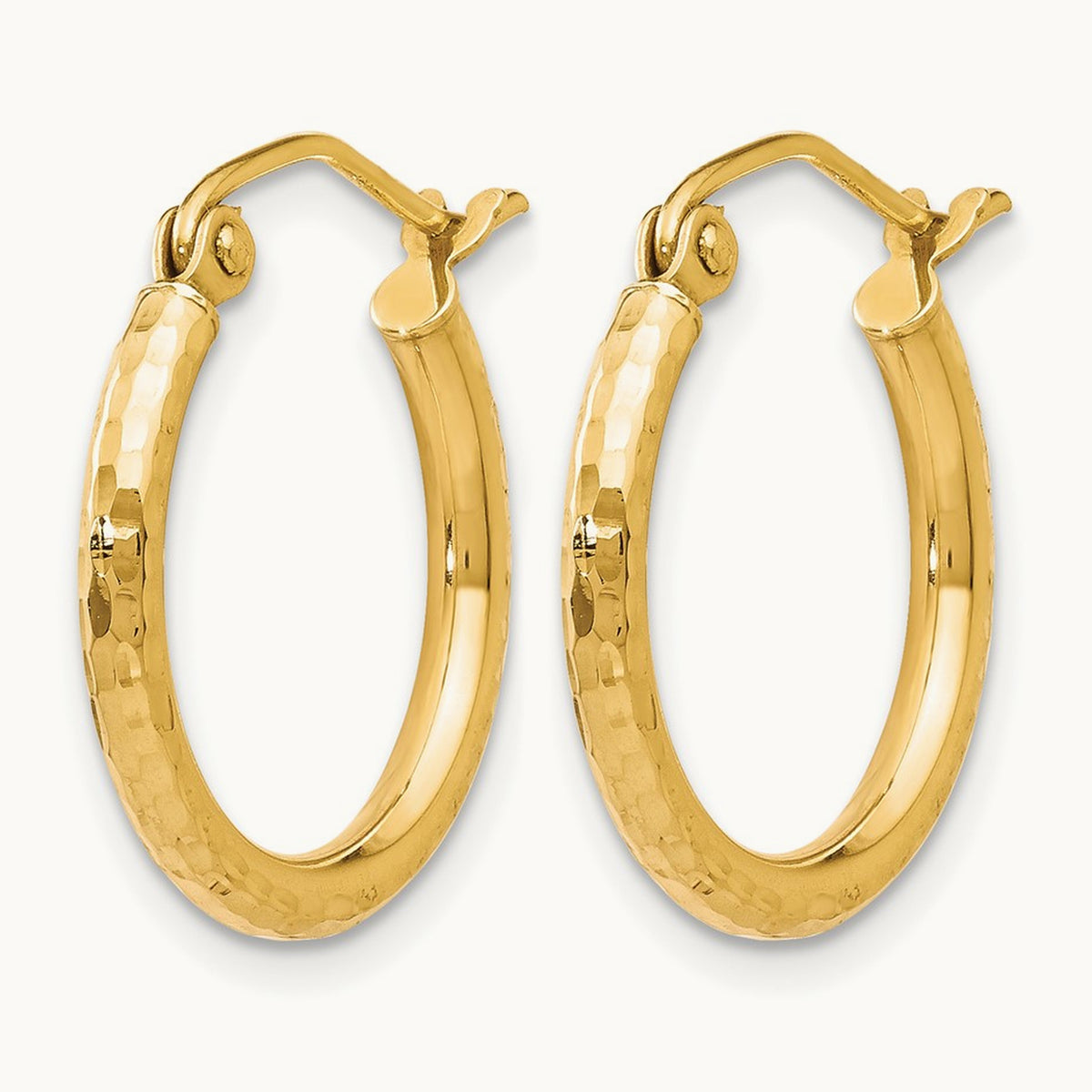 Diamond-cut Hinged Hoop Earrings — 10K Yellow Gold, 17mm